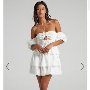 Showpo white tiered mini dress